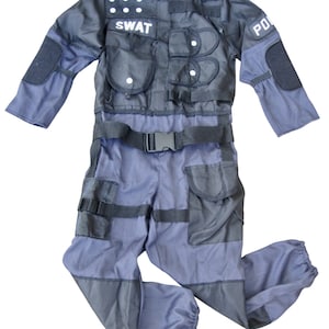 SWAT Tactical Jumpsuit LE Costume Black Gray Youth Boys Girls Small by Teetot