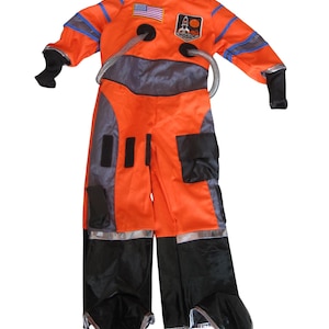 Astronaut Orange Costume Child 3-4 Halloween Flight Suit USA Flag NASA