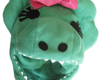 Baby Bop Green Big Head Costume Mask Headpiece Halloween Mascot • Barney Dinosaur • Teen or Adult Size • Handmade USA