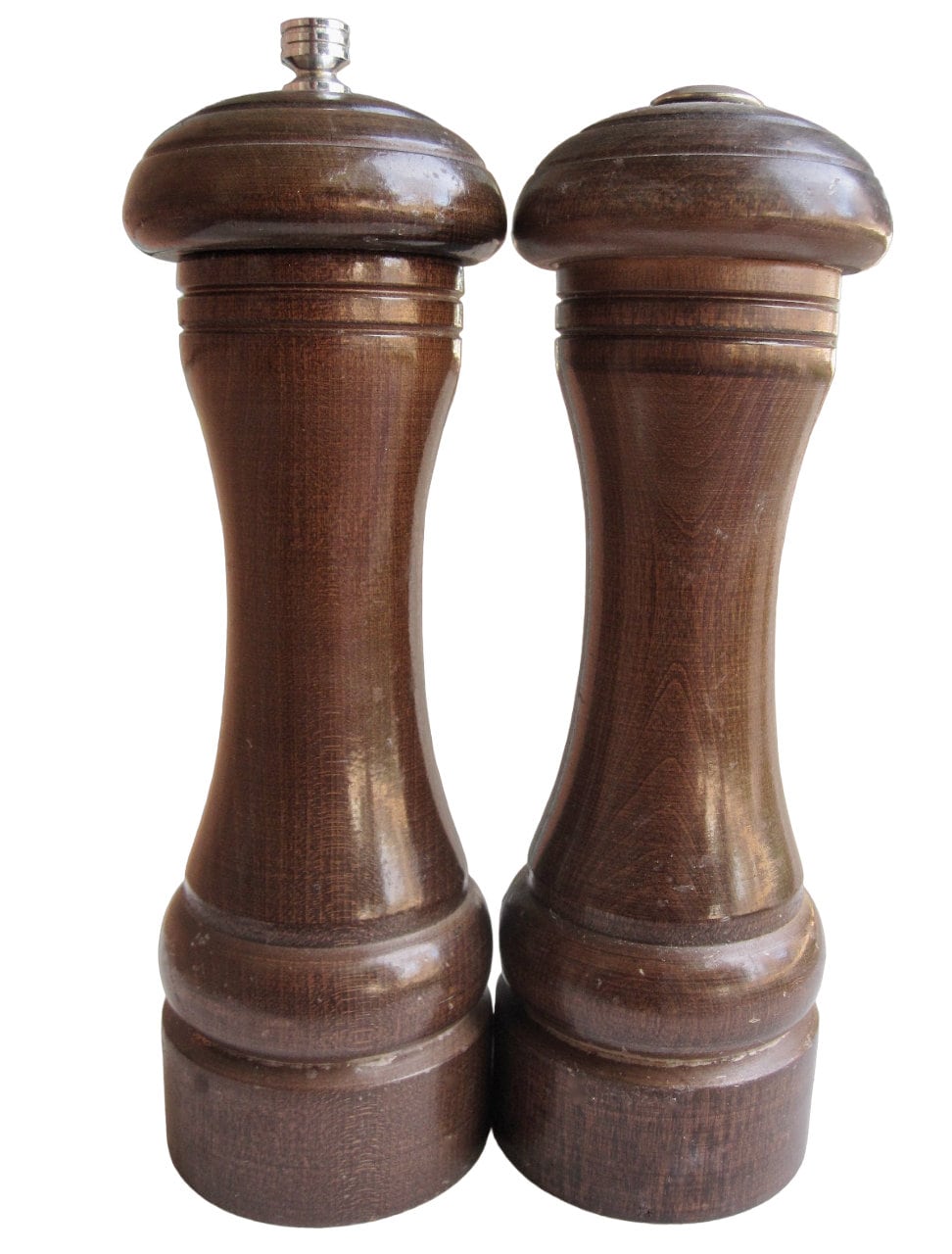 Vintage Olde Thompson Dark Wood Pepper Mill Carbon Steel Grinder & Salt Shaker 8" • Made in the USA
