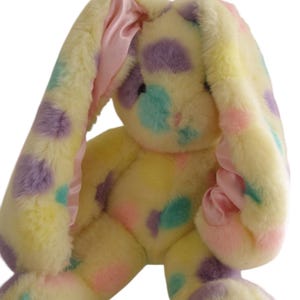 Commonwealth Easter Bunny Rabbit Yellow Plush Polka Dot Satin Ears Vintage 2001