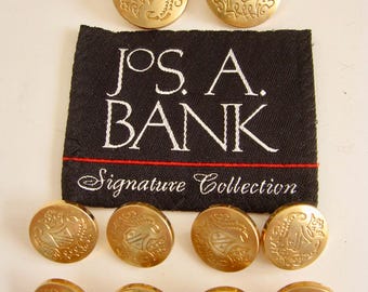 Jos A Bank Replacement 10 Button Set Gold Filigree Shield & Crown • Joseph