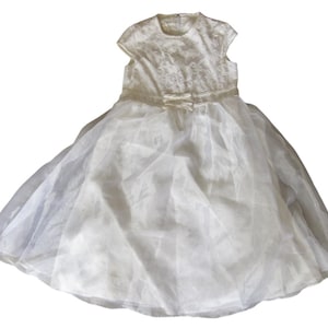 Vintage Y2K Jessica McClintock White Brocade Party Dress Girl 6 Gunne Sax HOLDAY • Made in the USA