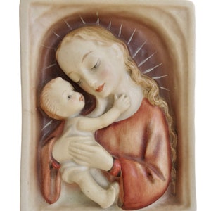 Hummel Goebel Madonna w Child Plaque Crown Mark • Post WWII Piece Germany US Zone  • Hand Painted