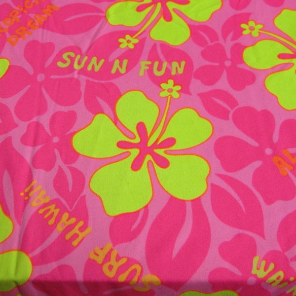 Vintage 1970s Pink Yellow Day Glo Floral S Edward Lycra Swimsuit Stretch Fabric 1.5 Yards • Made in the USA