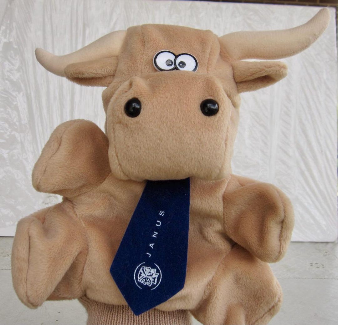Vintage Hand Puppet Reversible Bull Bear Wall Street Stock Market ...