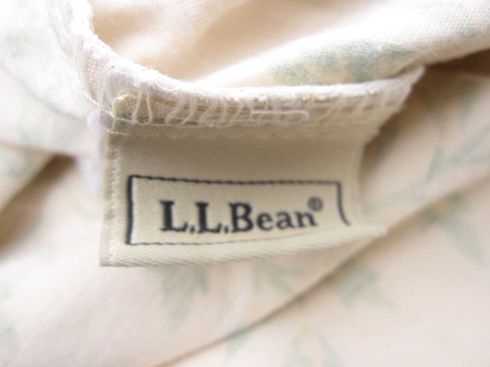 LL Bean 2 Floral Pillowcases Botanical Print Green Blue