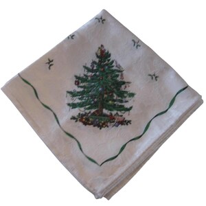 Spode kerstboomdamast ivoor stoffen dinerservetten Set van 4 • Kerstmangroen rood