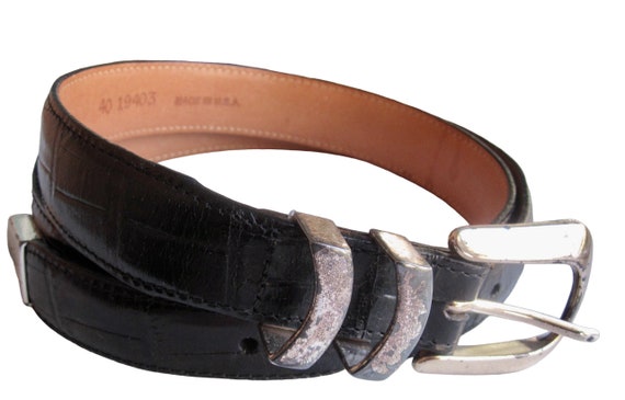 ONYX by BRIGHTON Western Black Leather crocodile belt Womens size M/L s-l400.jpg main image 3