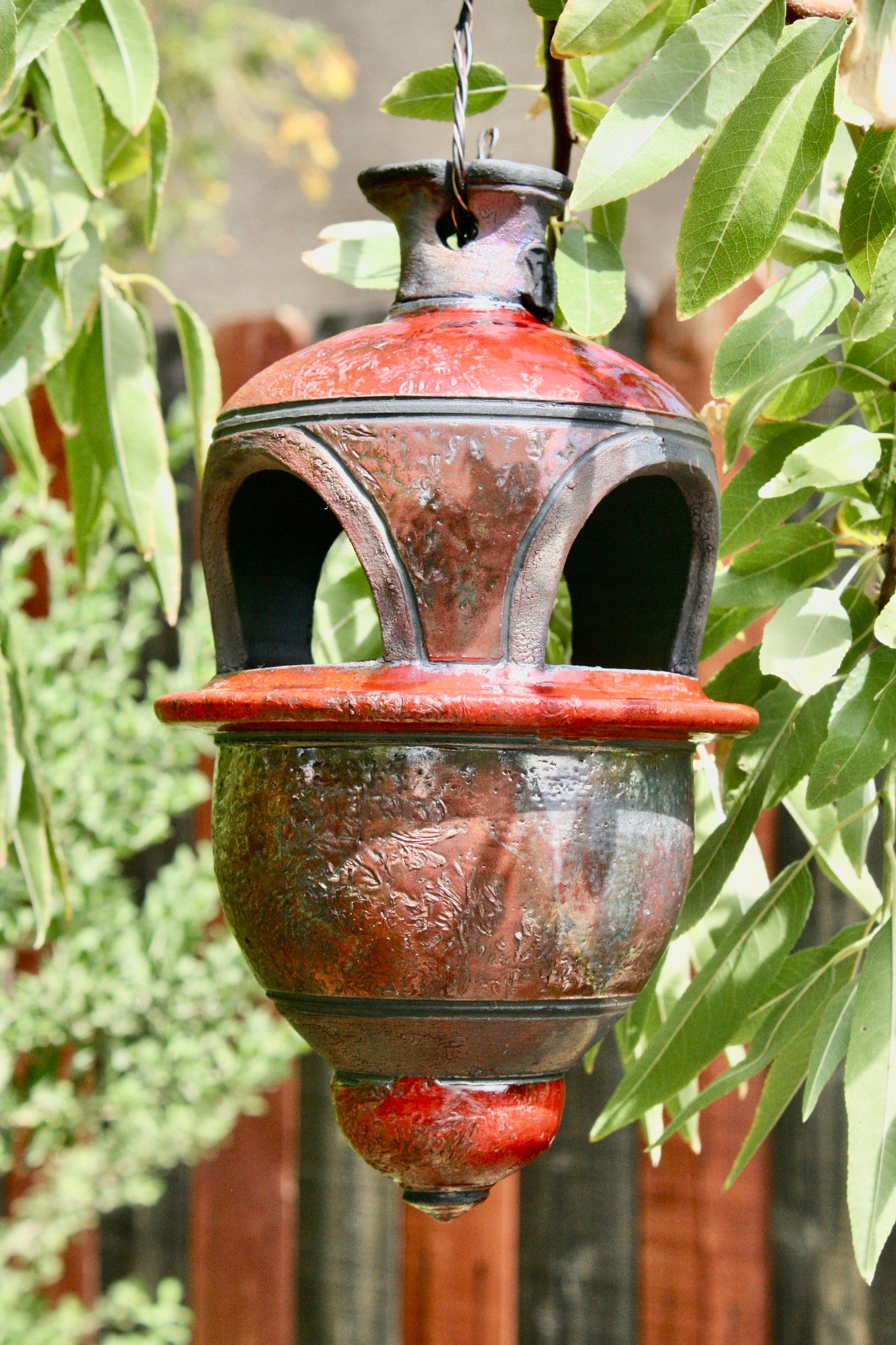 Alimentador de aves grande linterna de cerámica cobre | Etsy