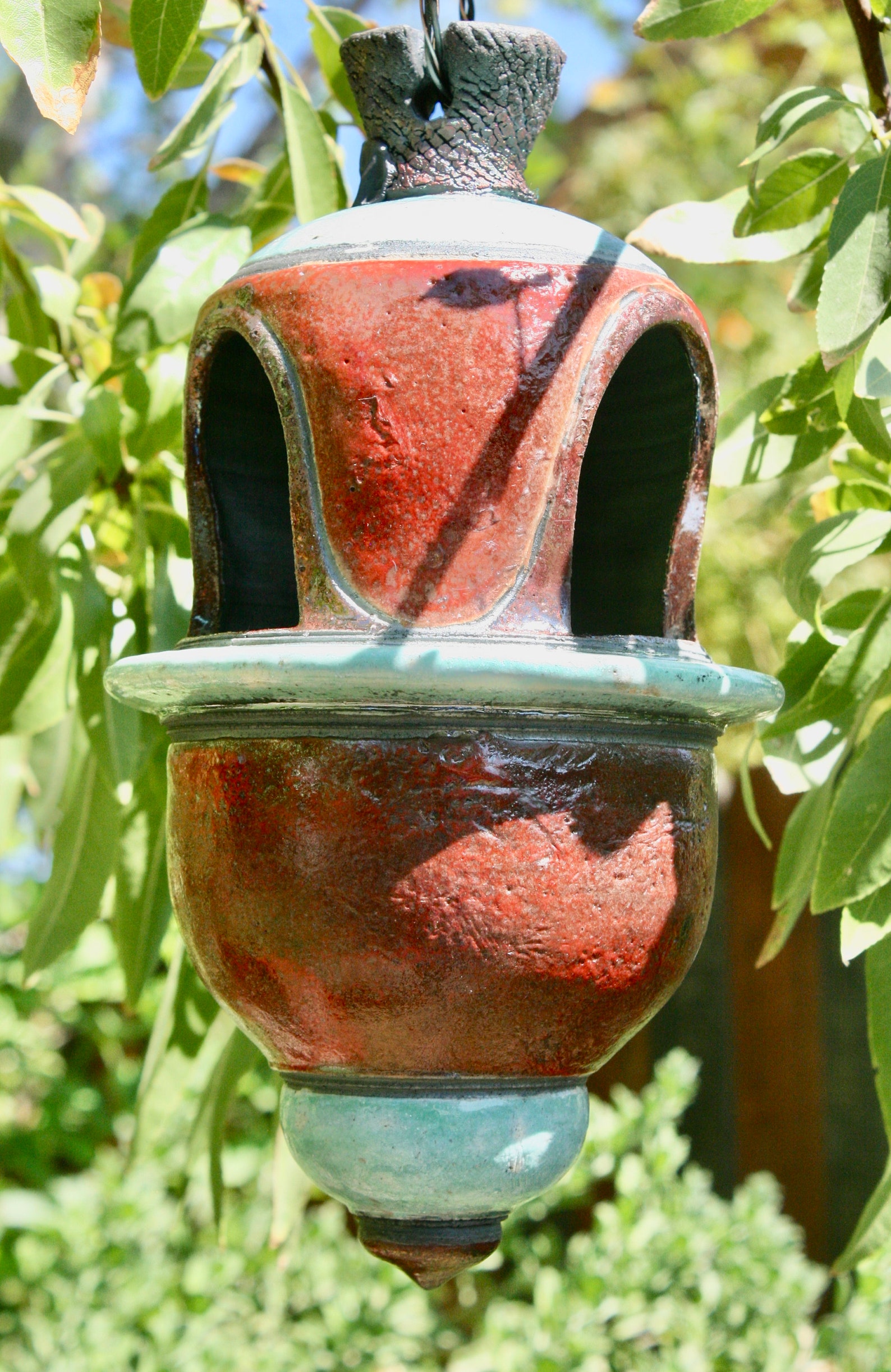 Bird Feeder Hanging Ceramic Lantern Large Handmade Red and Etsy