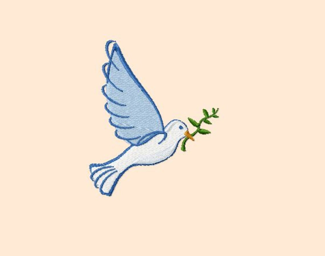 Stickmuster Taube mit Zweig Etsy