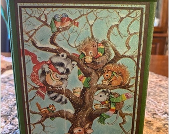 Four SEASONS HALLMARK Tin - Sweet WOODLAND Collectible Can  *Vintage Storage*