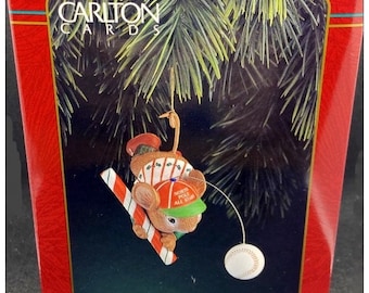 Carlton Heirloom HOMERUN HOLIDAY Christmas ORNAMENT *Vintage 1990* New