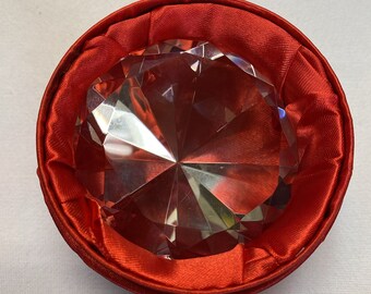 Stunning Vintage GLASS PAPERWEIGHT- Crystal Diamond Clear *MINT*