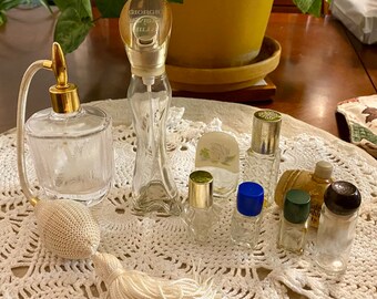 GIORGIO DISPLAY BOttLE, White Linen ATOMIZER and 7 Empty Bottles *Collector Vintage Fragrance*