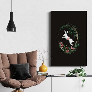 Jump Apart Canvas Print / White Rabbit / Vegan Art / Artivism / Animal Rights Art