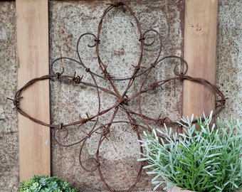 Barbed Wire Wall Decor; Rustic Decor; Front Door; Wall Hanging; Farmhouse Decor; Western Decor; Barbed Wire