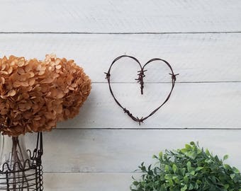 Barbed Wire Heart, Wedding Heart, Rustic Home Decor, Heart, Barbed Wire, Barb Wire, Reclaimed Barbed Wire, Wedding Decor, Wedding Gift, Love