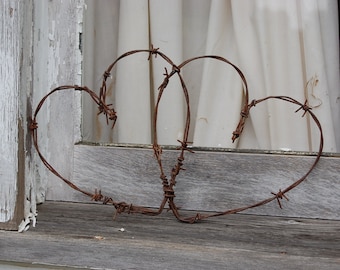 Entwined Barbed Wire Hearts, Wedding Hearts, Rustic Home Decor, Heart, Barbed Wire, Barb Wire, Reclaimed Barbed Wire, Wedding Decor, Gift