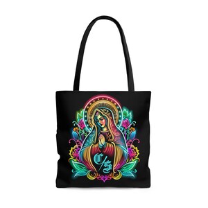 Bolsa de mano con estampado floral de Nuestra Señora de Guadalupe