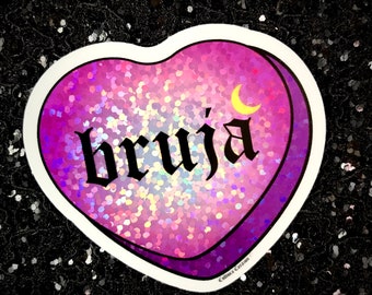 Bruja Candy Heart Glitter Sticker