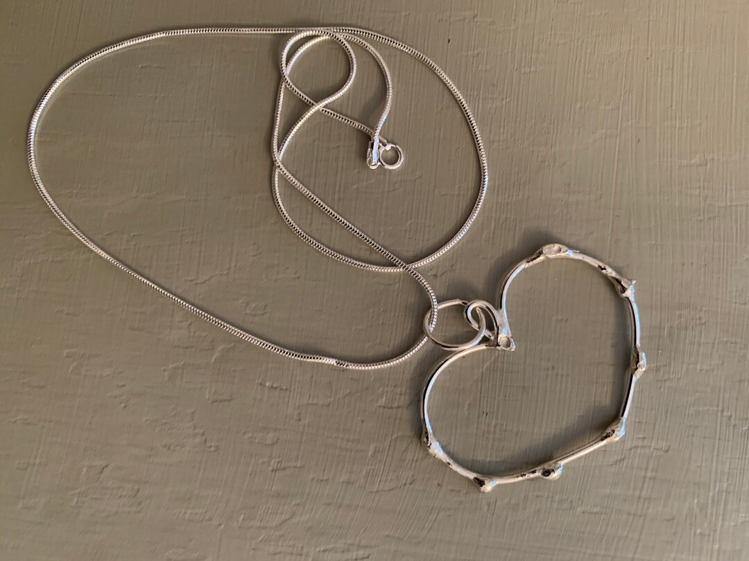 Solid Silver twiggy Heart Necklace - Etsy