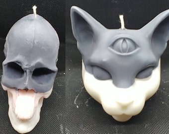 Unity unscented soy 3rd Eyed Mystical Cat and skull candles Free Domestic shipping to USA