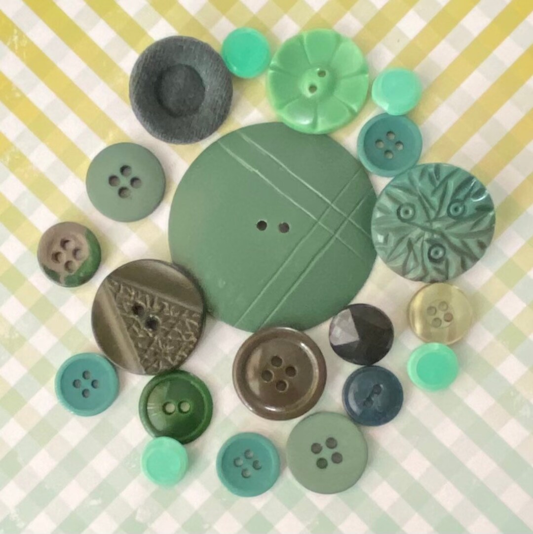Vintage Green Buttons Metal and Plastic Green Button Lot for Etsy