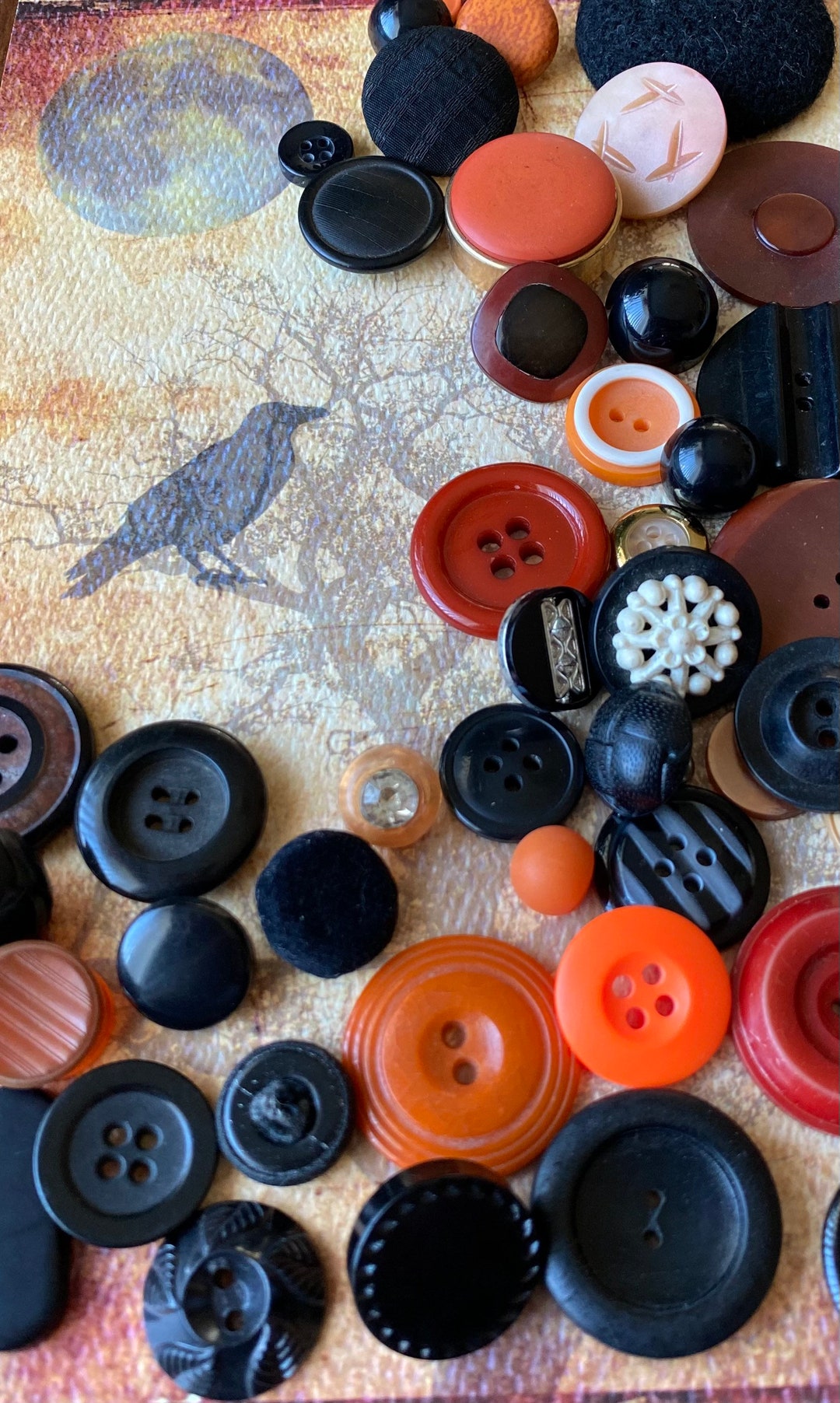 thumbnail image 2 of 100 Mixed Vintage Buttons – Odd Unique Lot, Assorted Materials, For Arts & Crafts, Made In USA 2 of 3