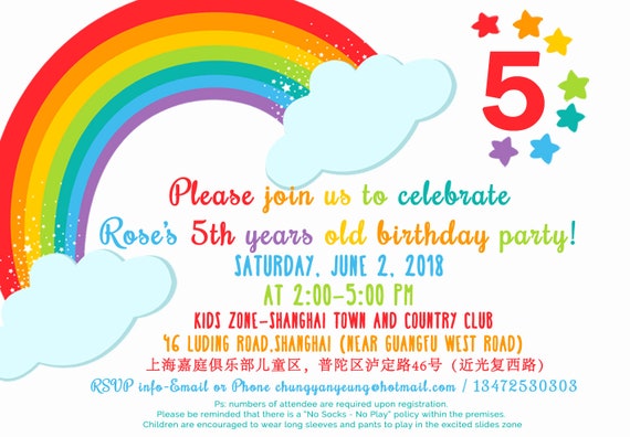 Rainbow Party Invitation Card -  Norway