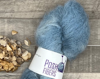 Fuzzy Posh. Storm Clouds. Suri alpaca wool yarn with Merino and Nylon. Hand Dyed Yarn. Hand Dyed Alpaca. DK weight. Knit. Crochet. Weave.