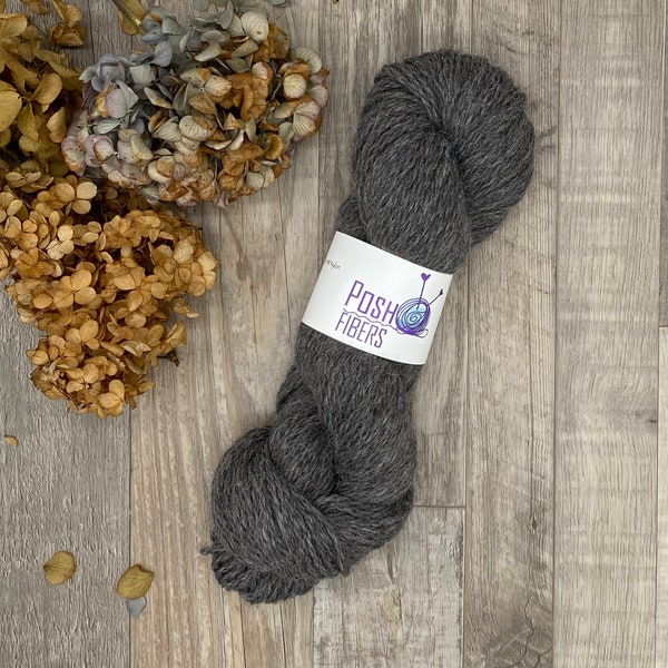 From the Farm Dark Silver Grey. 90/10 alpaca/merino wool yarn. 240 yds. DK weight. Knit. Crochet. Weave.