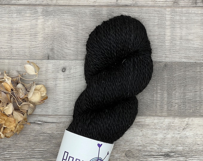 Featured listing image: From the Farm True Black - 90/10 alpaca/merino - 240 yds, DK weight
