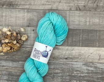 Posh. 100% alpaca wool yarn. Sea Spray. 246 yards. Hand Dyed alpaca yarn. DK weight. Knit. Crochet. Weave. Hand dyed yarn.