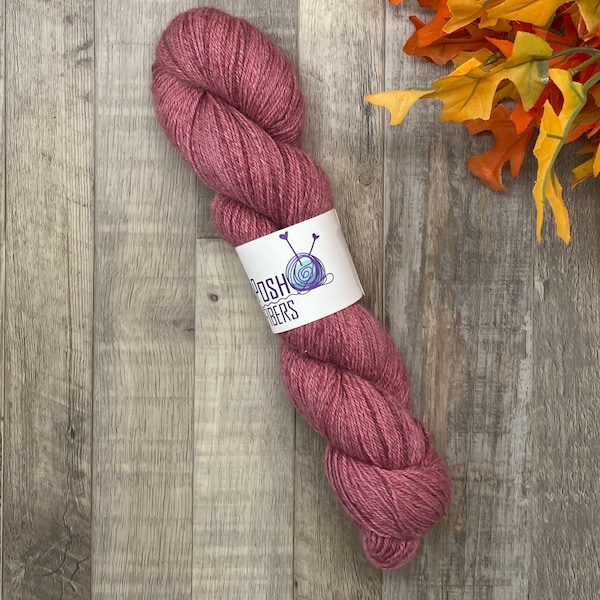 SALE Silky Soft Soft Rose. Alpaca and Silk Yarn. 350 yards. Hand Dyed Alpaca Yarn. Sport weight