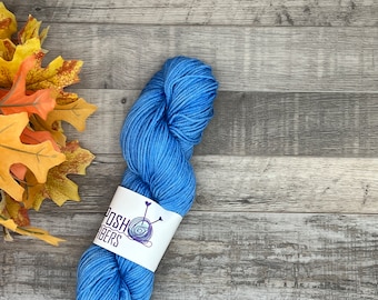 Silky Soft Classic Blue. Alpaca and Silk Yarn. 246 yards. Hand Dyed Alpaca Yarn. DK weight