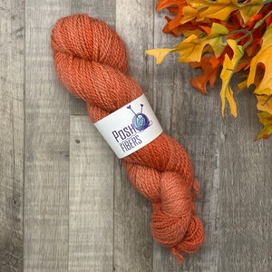 From the Farm. Apricot. 80/20 alpaca/cormo wool yarn. Hand Dyed yarn. DK weight. Knit. Crochet. Weave.