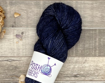 Posh. 100% alpaca wool yarn. Navy blue. 246 yards. Hand Dyed yarn. DK weight. Knit. Crochet. Weave.