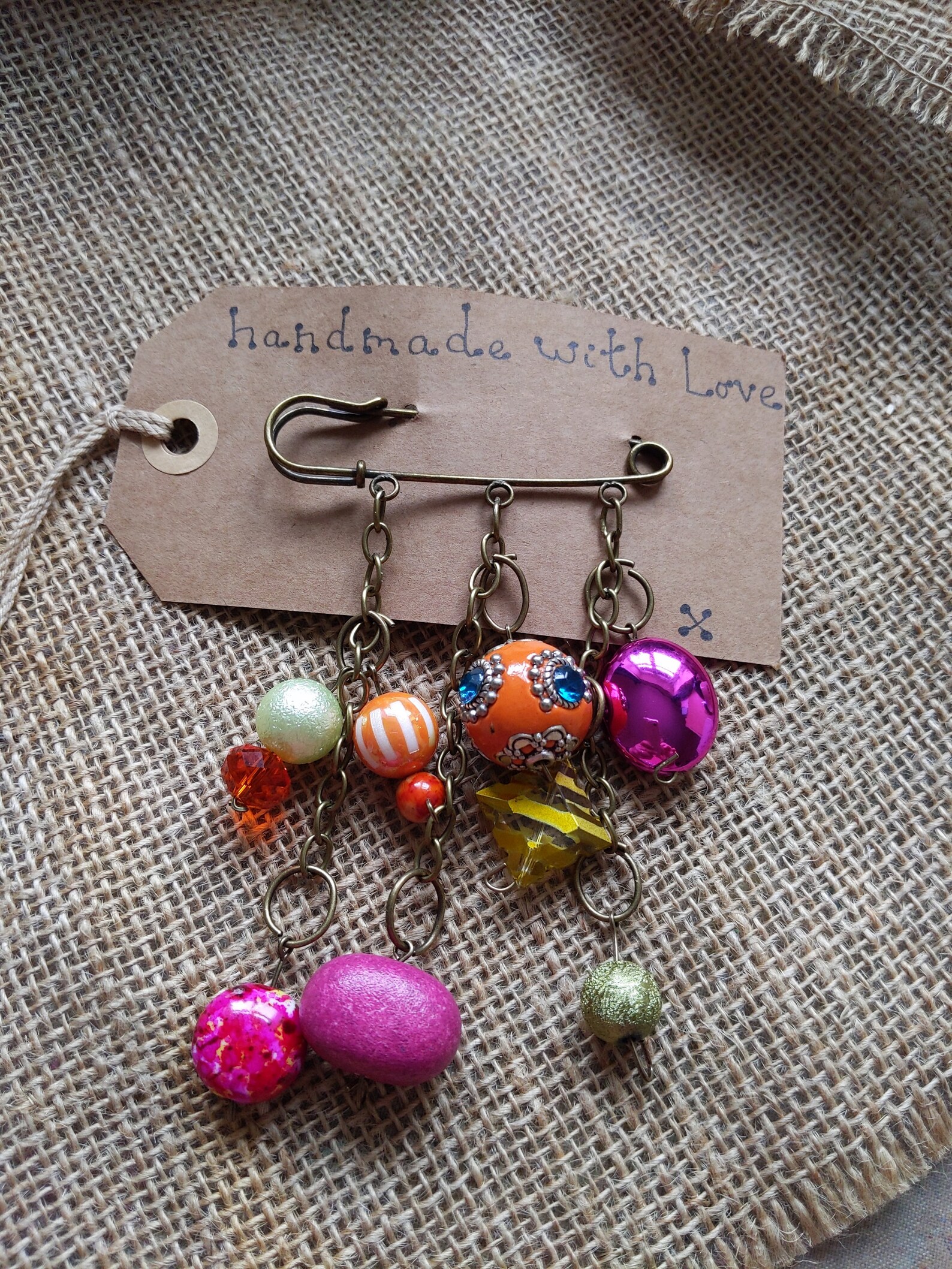 Handmade kilt pin brooch antique bronze stonesbeads Etsy