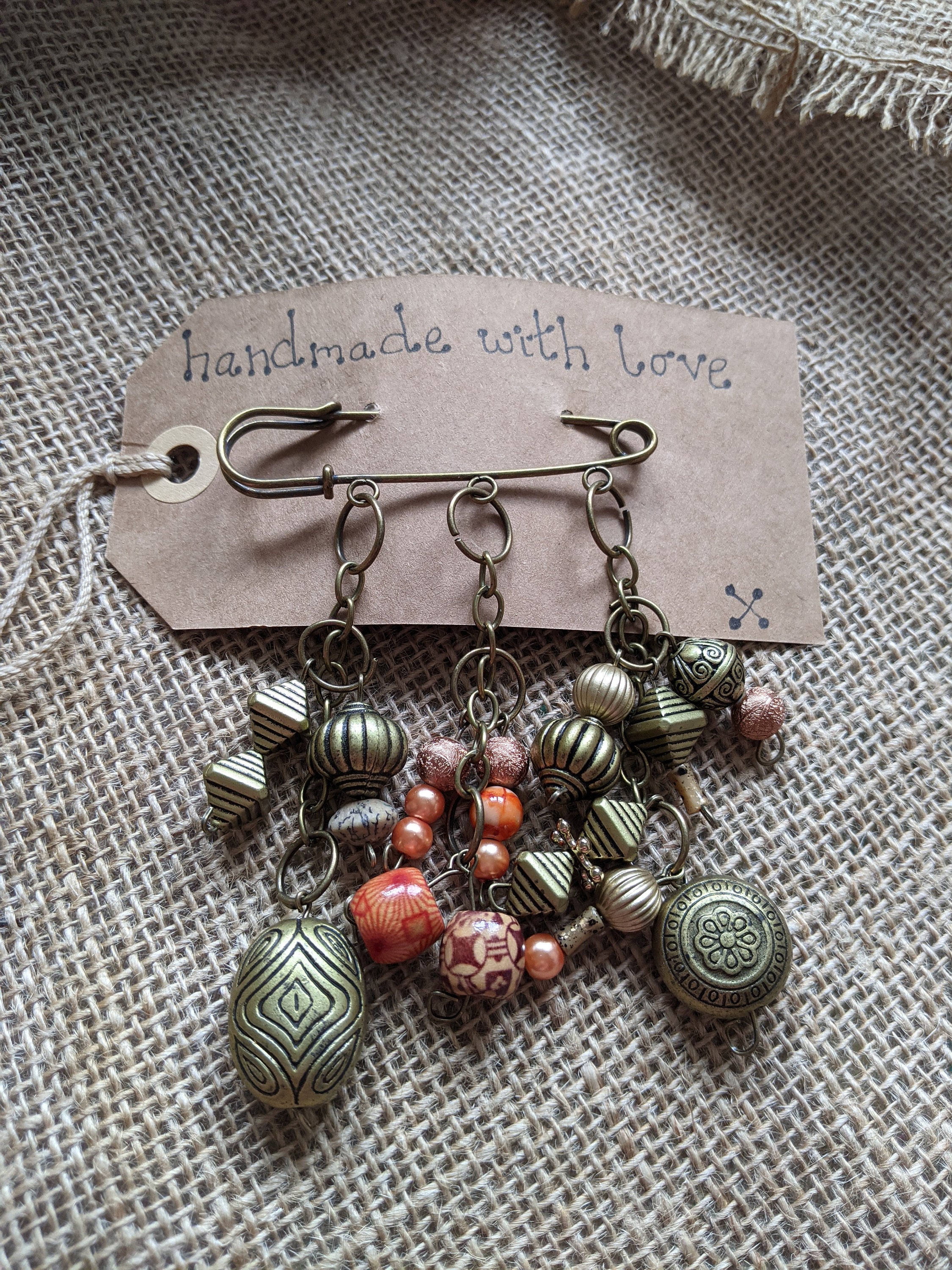 Handmade kilt pin brooch antique bronze stonesbeads Etsy