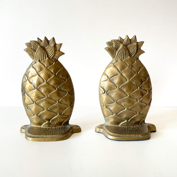 Mid-Century Brass Pineapple Bookends