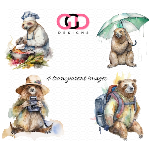 SLOTH images chef, umbrella rain, camera, backpack, transparent - png format