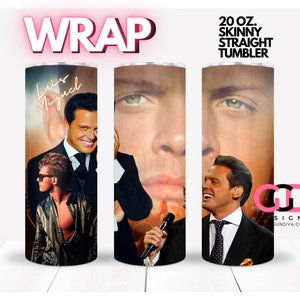 LUIS MIGUEL Closeup WRAP Sublimation for Skinny 20 0z straight tumbler - png format