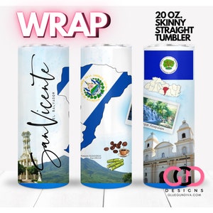 SAN VICENTE El Salvador departamento, mapa, latino, Salvadoreño | WRAP for Skinny 20 0z straight tumbler - png format