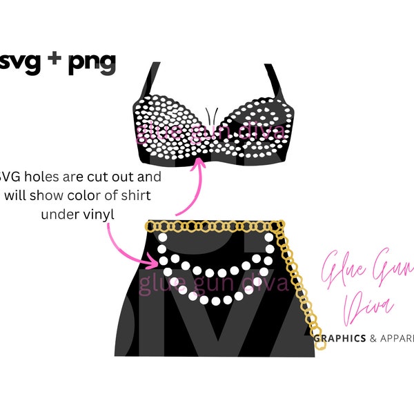 Black Bustier, gold waist chain Busti Caca, Separate pieces, glitter, latina. cutting file - svg, png