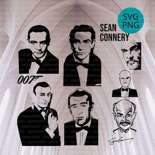 Sir Thomas SEAN CONNERY | James Bond | Shaken Not Stirred |  cutting file - svg, png
