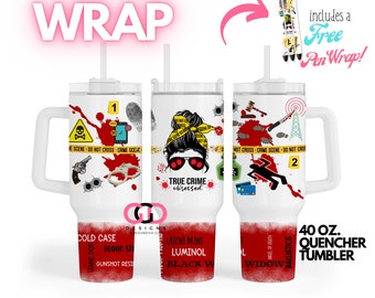 TRUE CRIME Obsessed, crime shows, mystery, detective, murder sublimation image | WRAP for 40 oz tumbler - png format