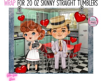 1950&#39;s Lucy inspiration | WRAP for Skinny 20 0z straight tumbler - png format