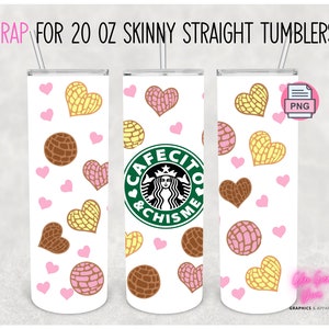 CAFECITO y CHISME - Coffee and Gossip WRAP for Skinny 20 0z straight tumbler - png format
